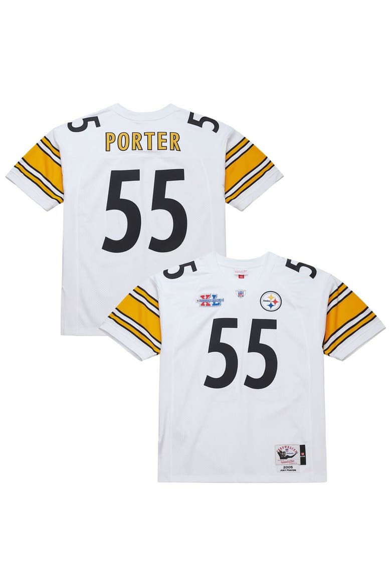 Men's Mitchell & Ness Joey Porter White Pittsburgh Steelers 2005 Authentic Throwback Retired Player Jersey, Main, color, White