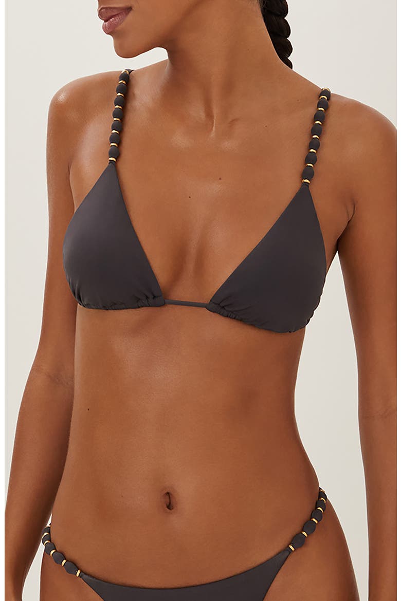 Paral Beaded Triangle Bikini Top, Main, color, GREY