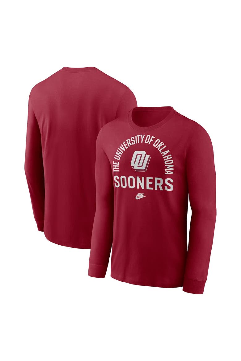 Men's Nike Crimson Oklahoma Sooners Legacy Arched Logo Long Sleeve T-Shirt, Main, color, Crimson