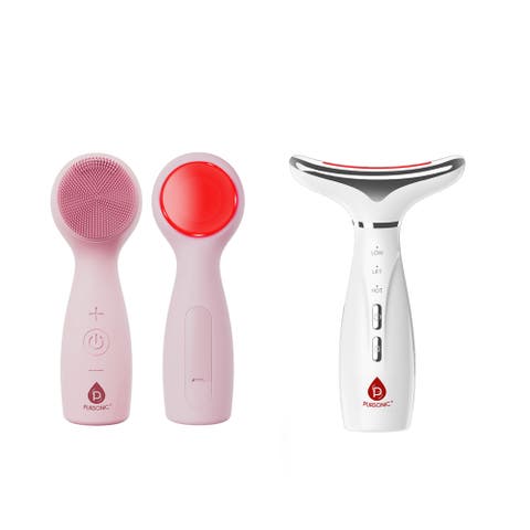 7-in-1 LED Therapy Device for Face & Neck + 3-in-1 Facial Cleansing System