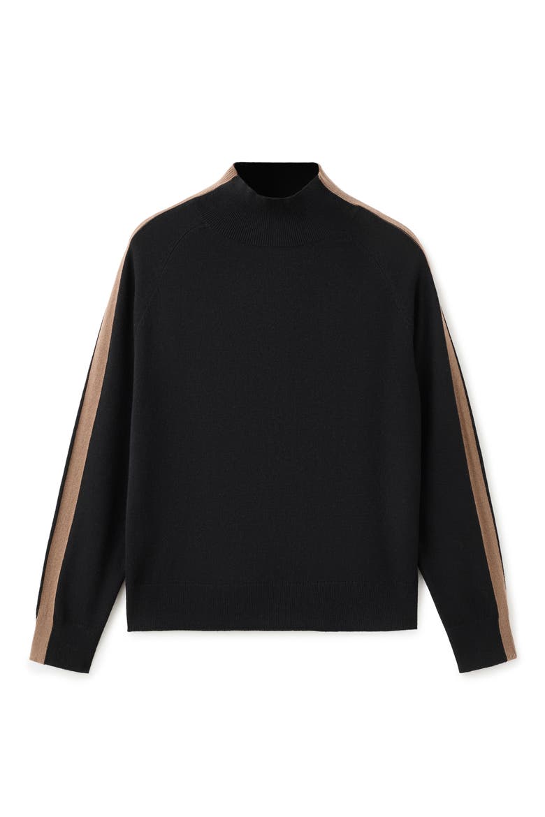 Mock Neck Sweater, Alternate, color, BLACK