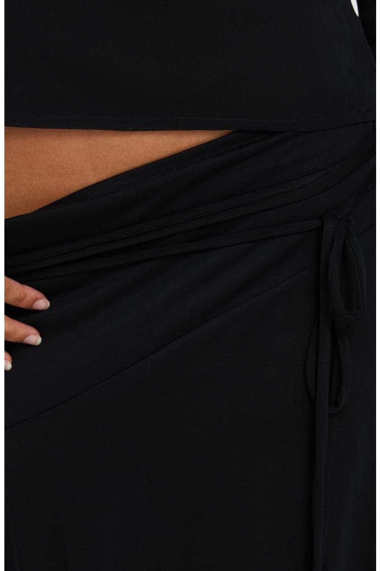 Joaney Tie Side Jersey Midi Skirt, Alternate, color, BLACK