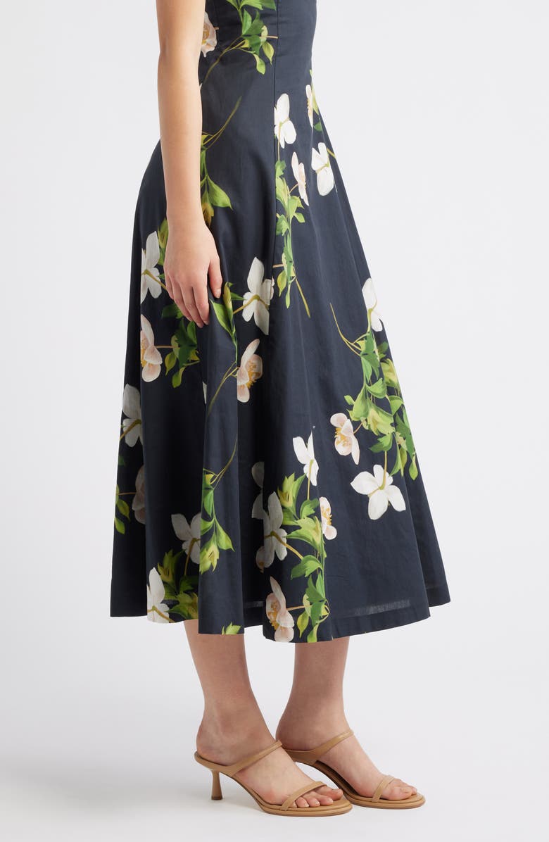 Julia Jordan Floral Square Neck Cotton Dress, Alternate, color, Black Multi