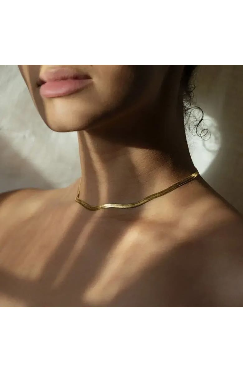 Outofoffice Gold Herringbone Thin Minimalist Necklace, Alternate, color, Gold