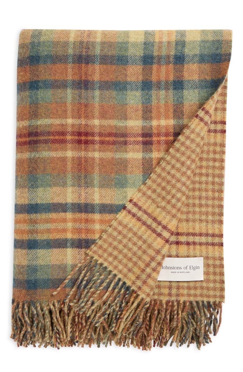 Johnstons of Elgin Plaid Wool Throw Blanket, Main, color, Multi Check/ Gun Club