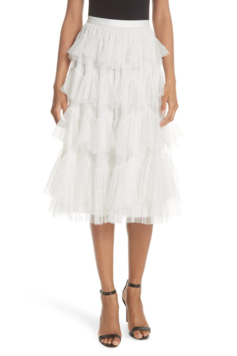 Tiered Tulle Skirt, Main, color, PEARL