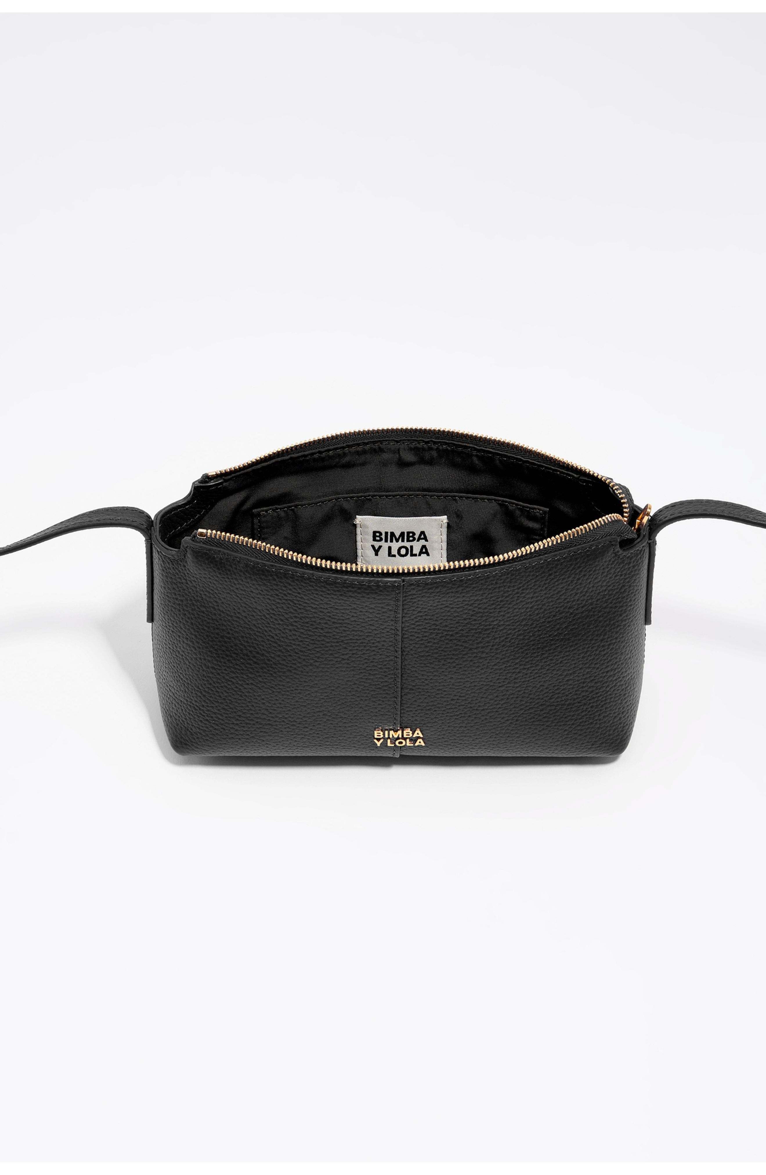 Bimba y Lola Mini Leather Bag, Alternate, color, Black