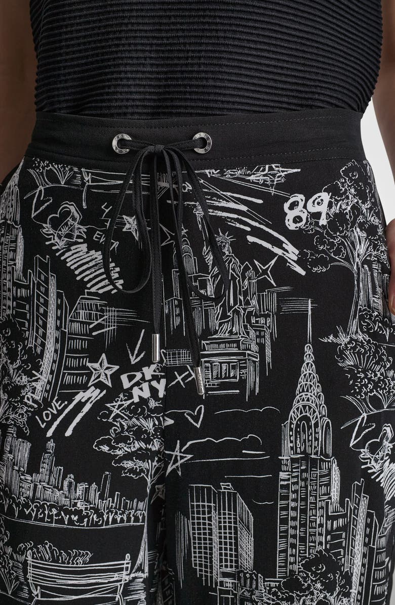 DKNY New York Print Wide Leg Pants, Alternate, color, New York Toile Black