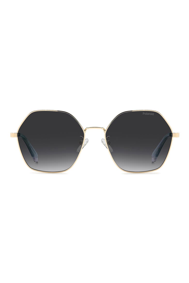 56mm Polarized Gradient Square Sunglasses, Main, color, GOLD/ GREY