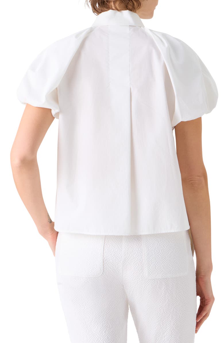 Akris punto Tech Poplin Short Sleeve Button-Up Shirt, Alternate, color, Cream