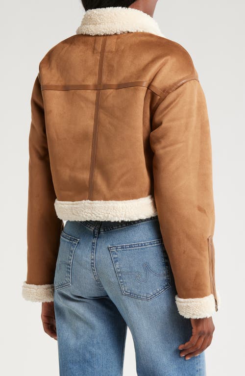 Thread & Supply Faux Shearling Crop Jacket In Camel Cream