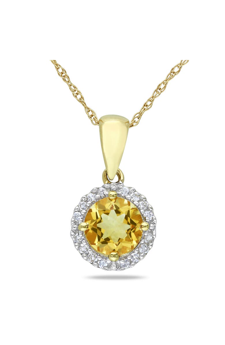 Julianna B. Gemstone & Diamond Halo Necklace 10K, Main, color, Citrine
