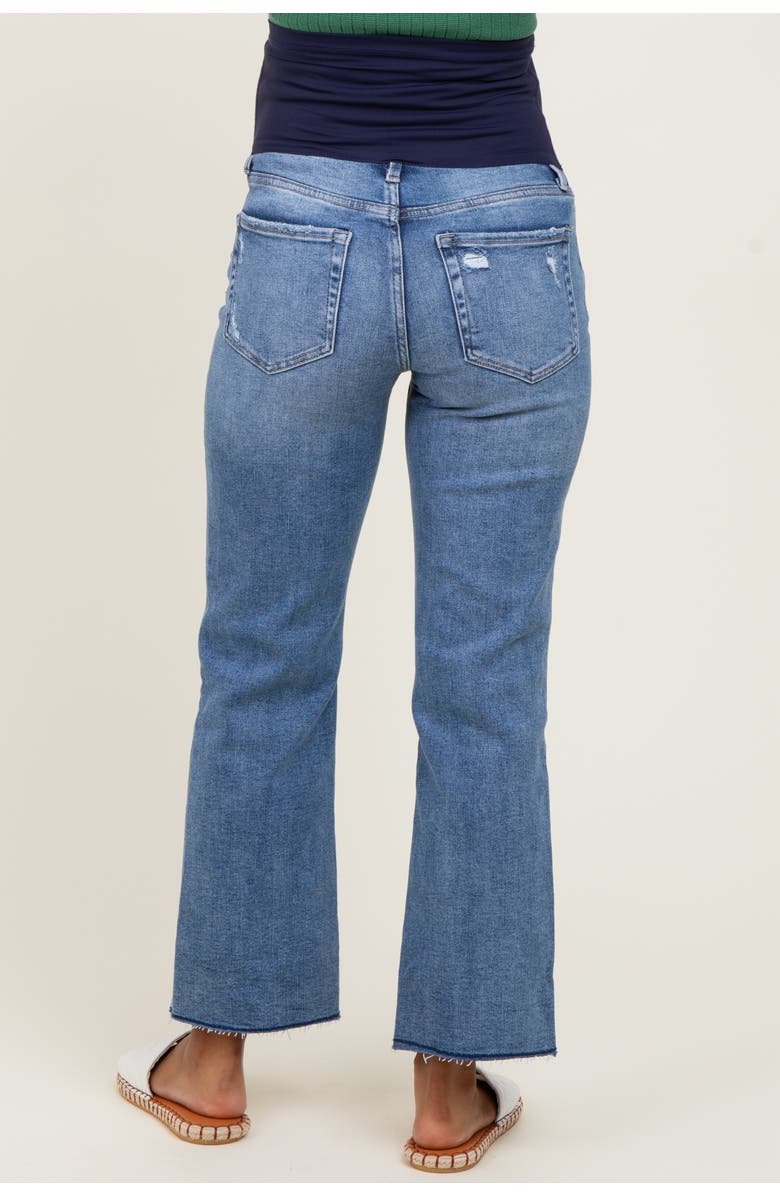 PinkBlush High Rise Raw Hem Ankle Straight Maternity Jeans, Alternate, color, Blue