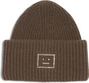 帽子 AP STUDIO Woolcashmere Knit Beanie Acne Studios - Large face logo beanie - Light Grey Melange