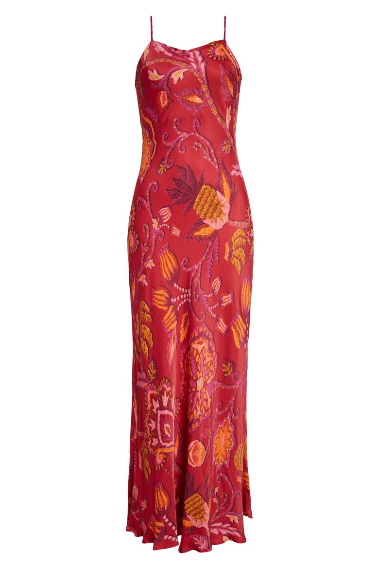 Sunset Tapestry Satin Maxi Slipdress, Alternate, color, SUNSET TAPESTRY PINK