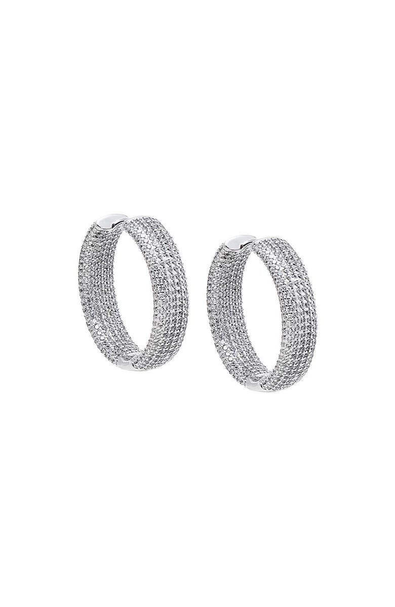 BY ADINA EDEN CZ Pavé Rounded Wide Hoop Earring, Main, color, Silver - 25 Mm