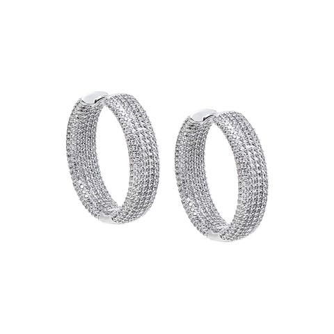 CZ Pavé Rounded Wide Hoop Earring