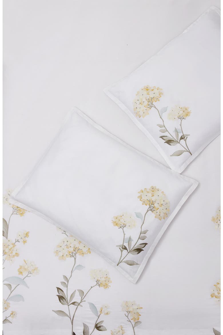 Golden Hydrangea Embroidered Duvet Set, Alternate, color, YELLOW/ WHITE