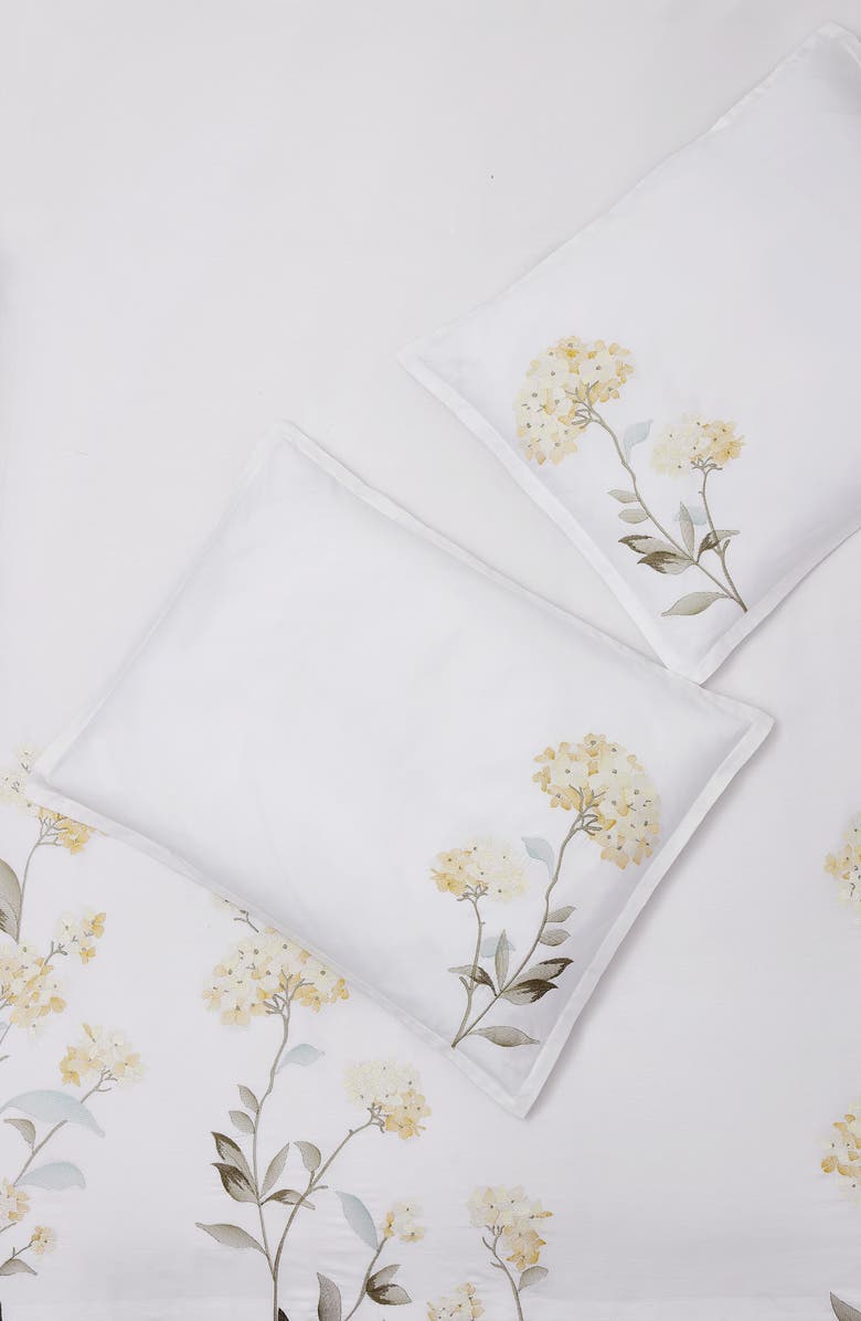 MELANGE HOME Golden Hydrangea Embroidered Duvet Set, Alternate, color, Yellow/ White