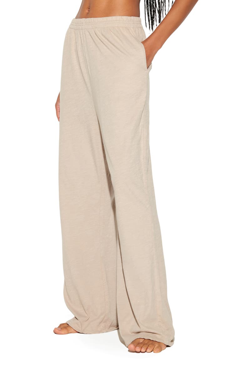 Mika Slub Cotton Wide Leg Pants, Alternate, color, PALO SANTO