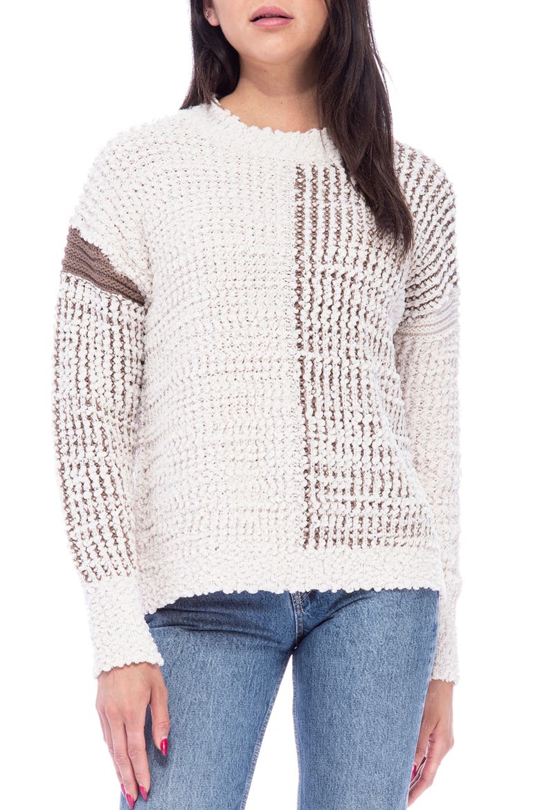 Colorblock Boucle Knit Pullover Sweater, Main, color, CREAM/ TAUPE