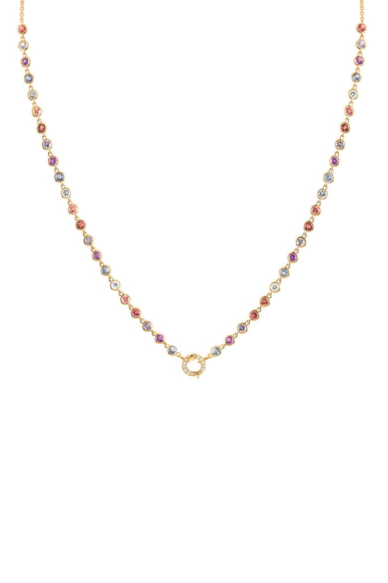 Sapphire and Diamond Closure Necklace, Main, color, YELLOW GOLD/ DIAMOND