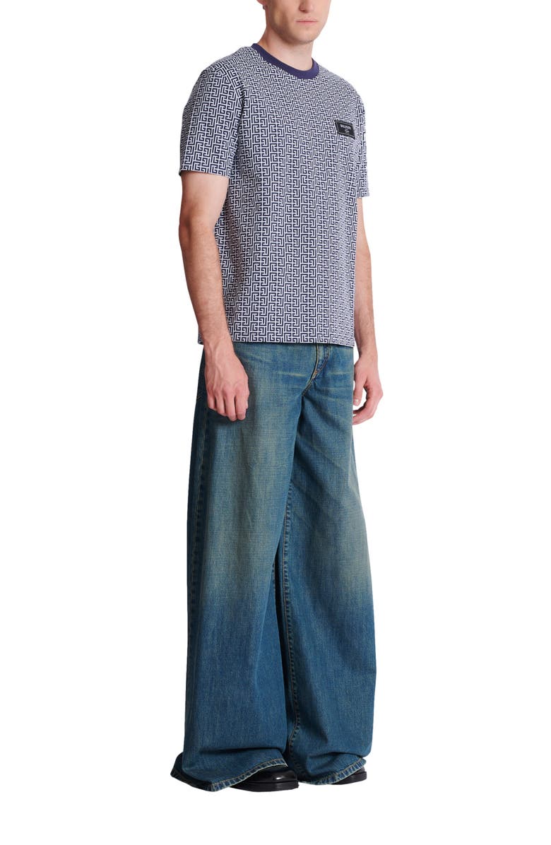 Balmain Monogrammed T-Shirt With Balmain Couture Label, Main, color, Blue