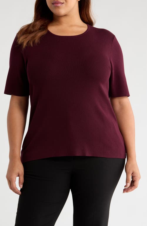 Tahari Asl Short Sleeve Sweater In Purple