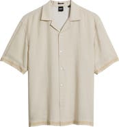 BOSS Lars Relaxed Fit Micropattern Camp Shirt