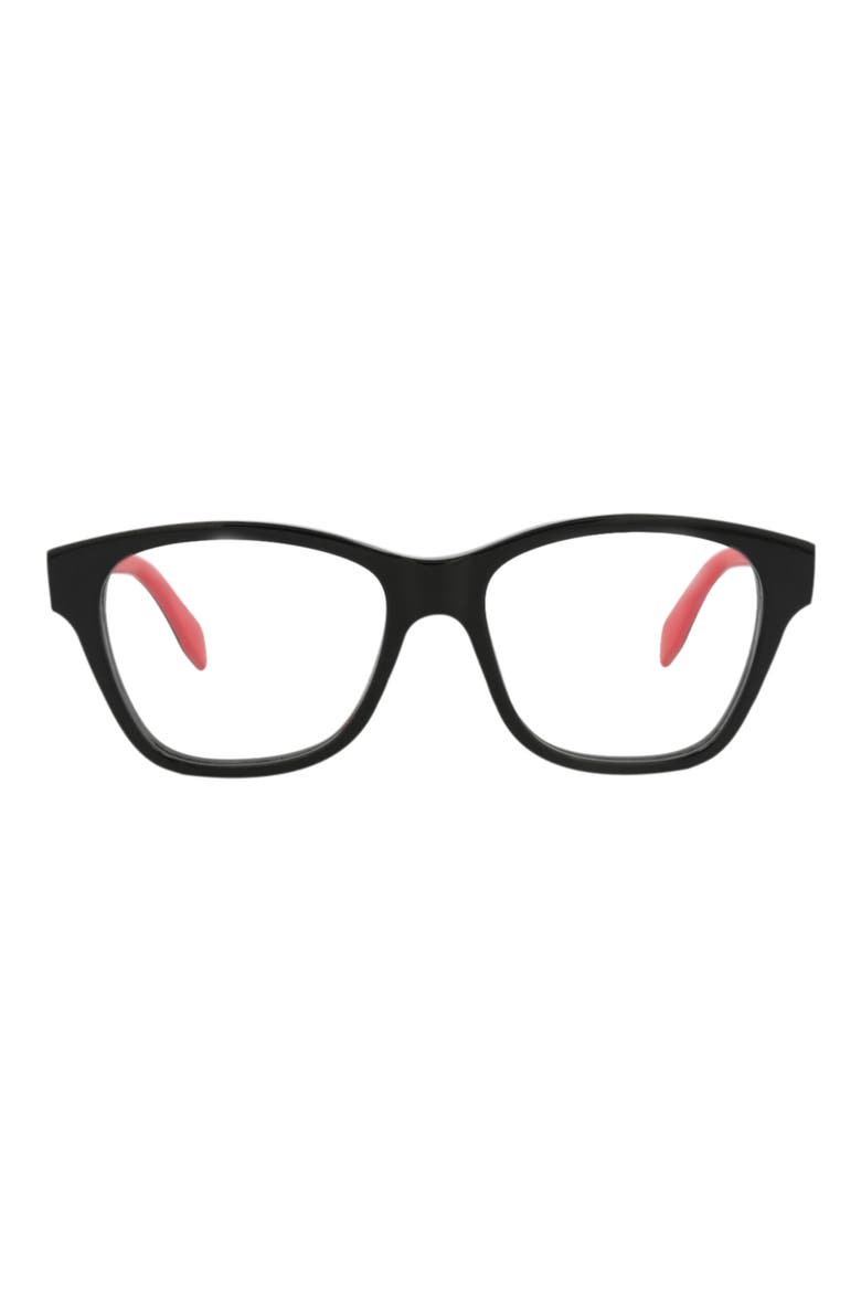 52mm Square Optical Glasses, Main, color, BLACK BLACK TRANSPARENT