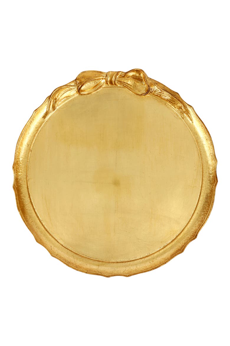 Florentine Round Wood Tray, Main, color, GOLD