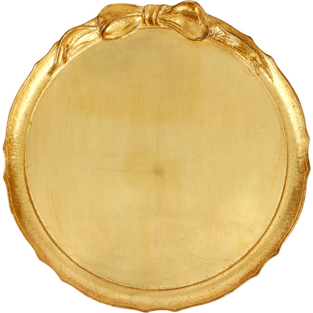 Vietri Florentine Round Wood Tray In Gold