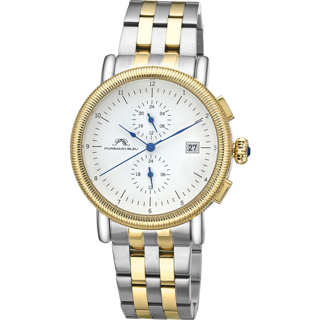 Porsamo Bleu Valor Bracelet Strap Chronograph Watch, 44mm In Two-tone/ White