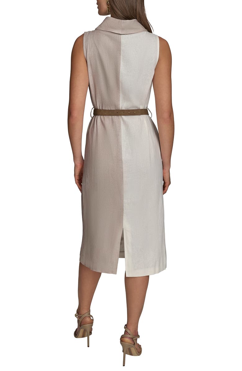 Donna Karan New York Floral Sleeveless Linen Blend Sheath Dress, Alternate, color, Cobblstone