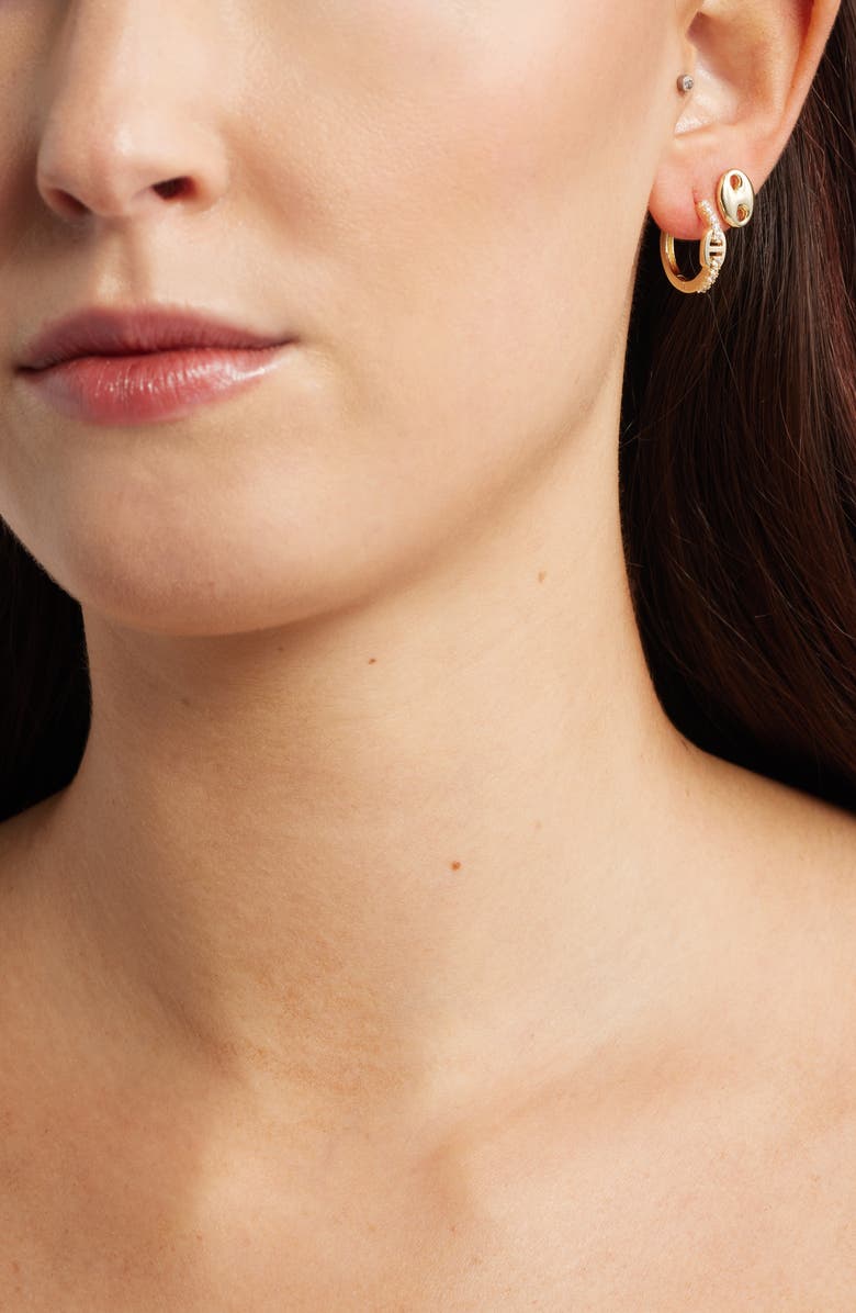 Chelsea28 3-Pack Cubic Zirconia Earrings, Alternate, color, Clear- Gold