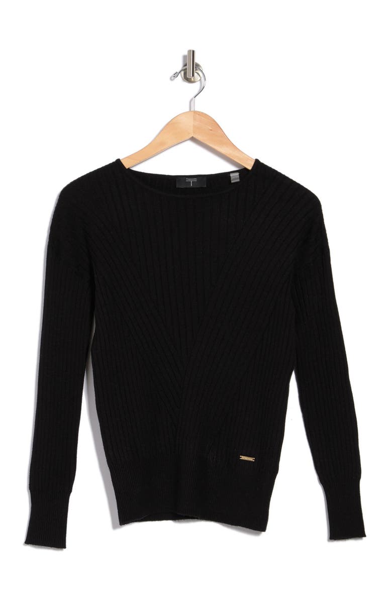 T Tahari Variegated Rib Boatneck Sweater, Alternate, color,