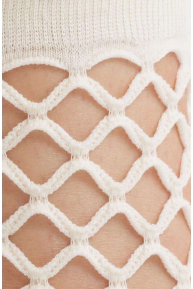 Netted Crew Socks, Alternate, color, WHITE