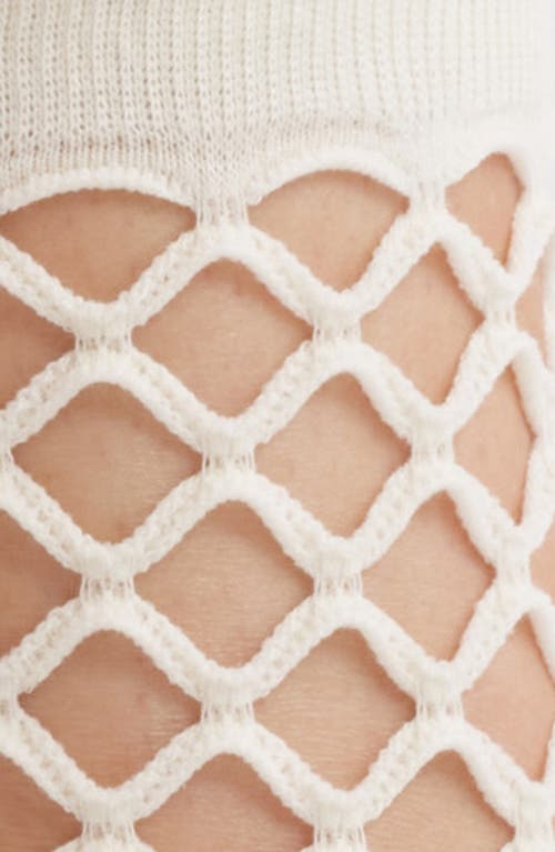 Stems Netted Crew Socks In White