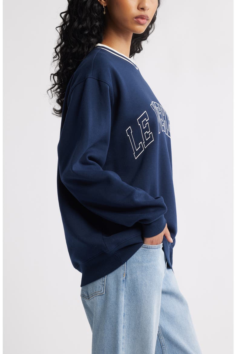 Oversize Graphic Crewneck Sweatshirt, Alternate, color, NAVY LE WEEKEND