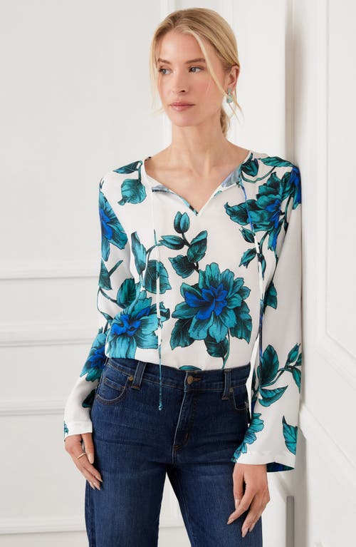 Karen Kane Floral Tie Neck Side Slit Tunic In Multi