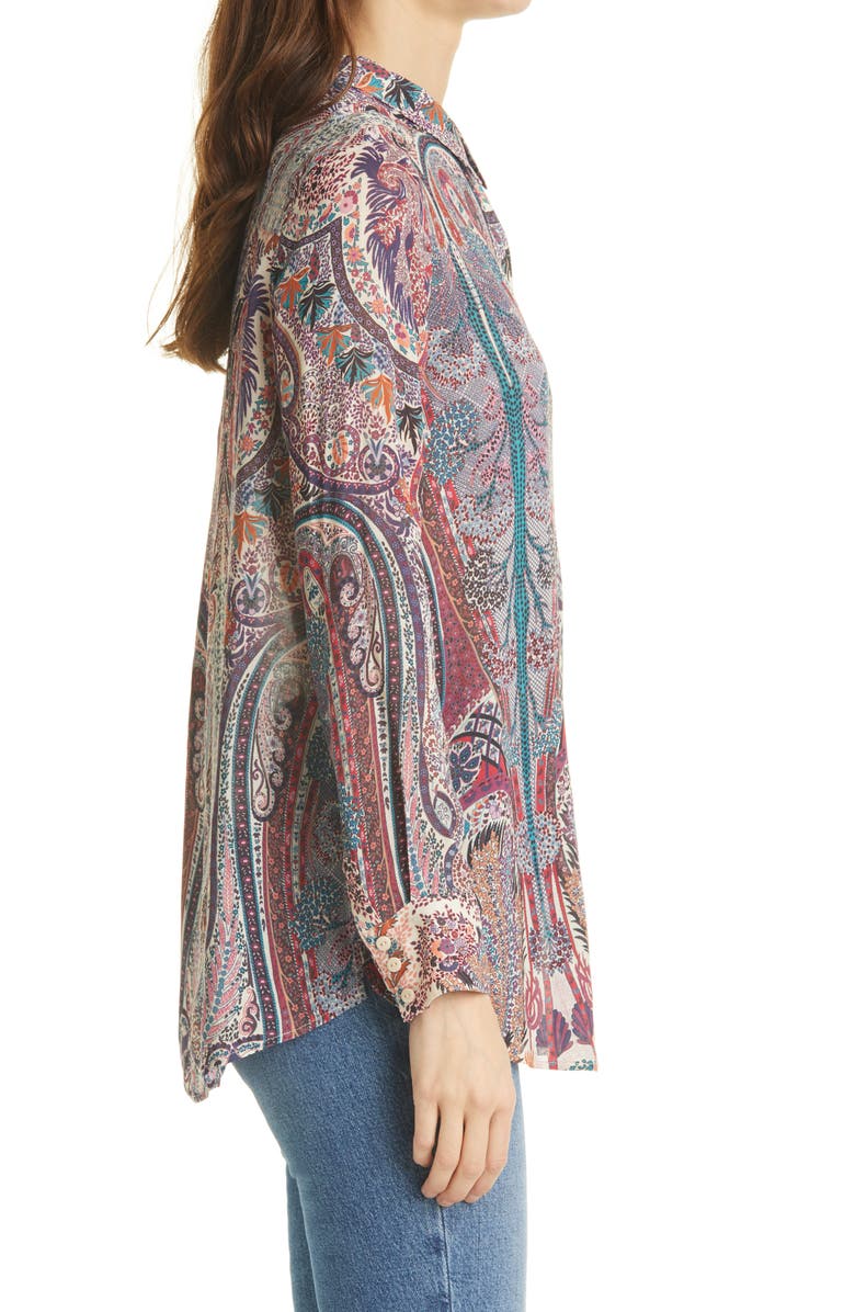 ba&sh Blake Paisley Print Long Sleeve Blouse, Alternate, color, Rose