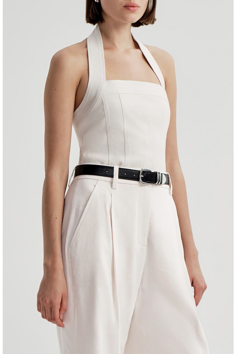 Lori Linen Blend Halter Top, Alternate, color, BUTTERCREAM