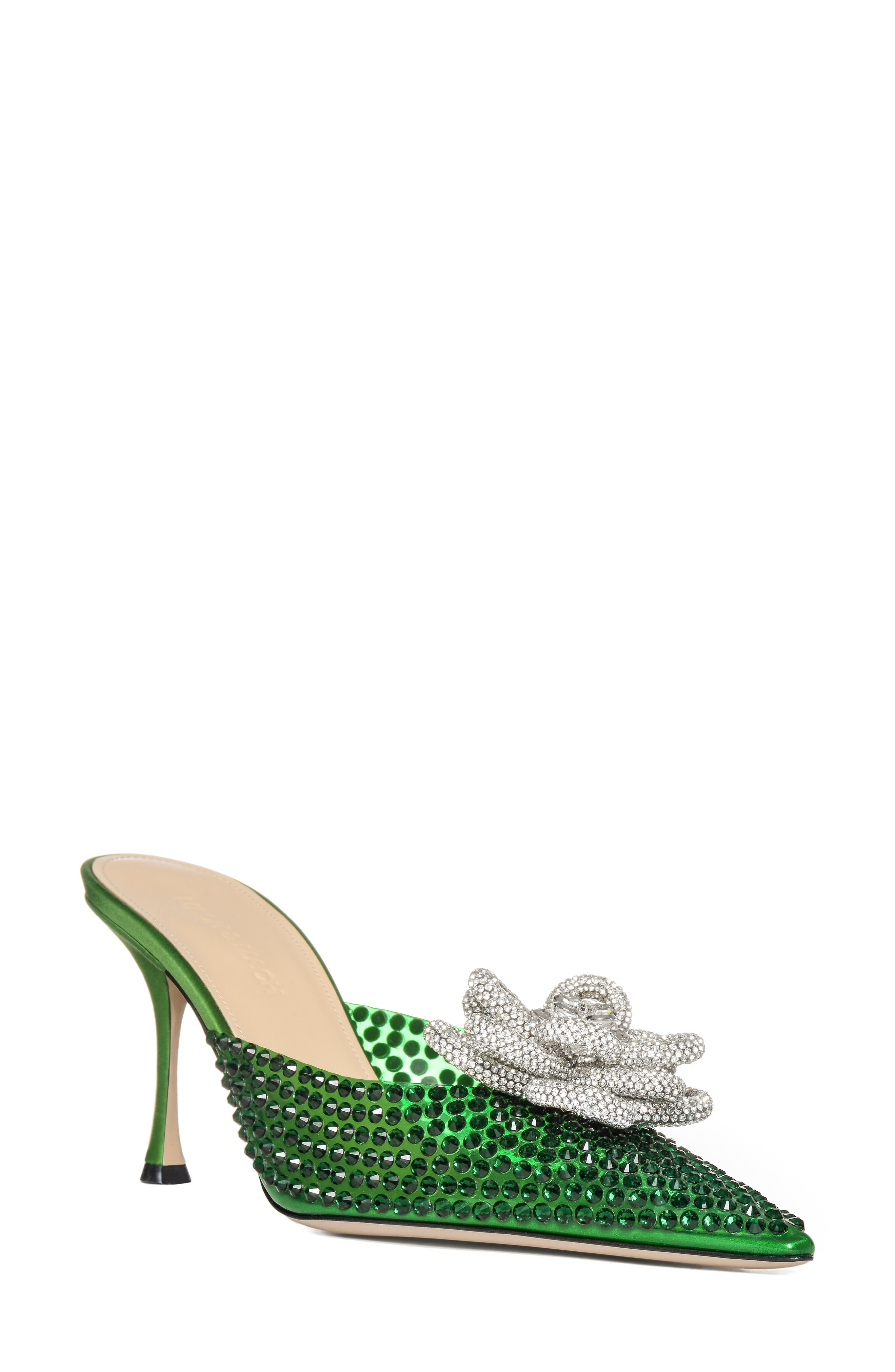 Mach & Mach Carrie Crystal Flower Pointed Toe Mule, Main, color, 