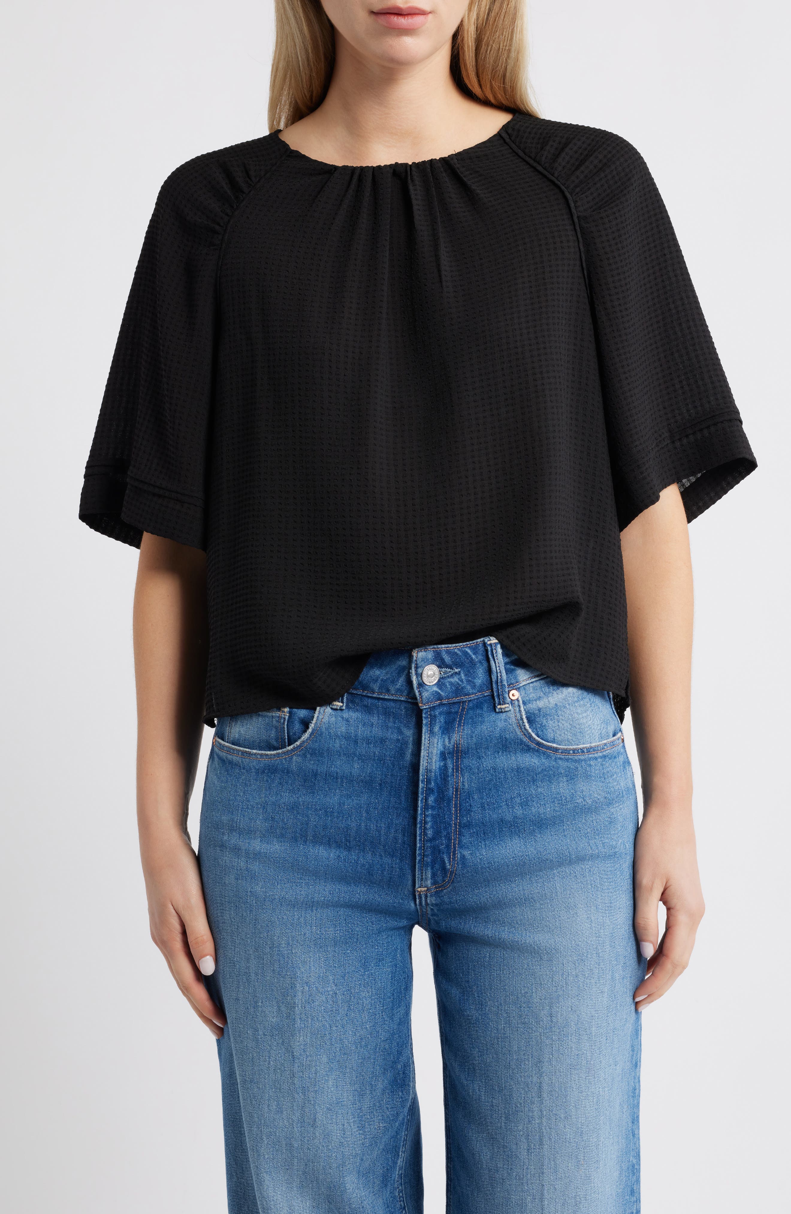 Shirred Bell Sleeve Top
