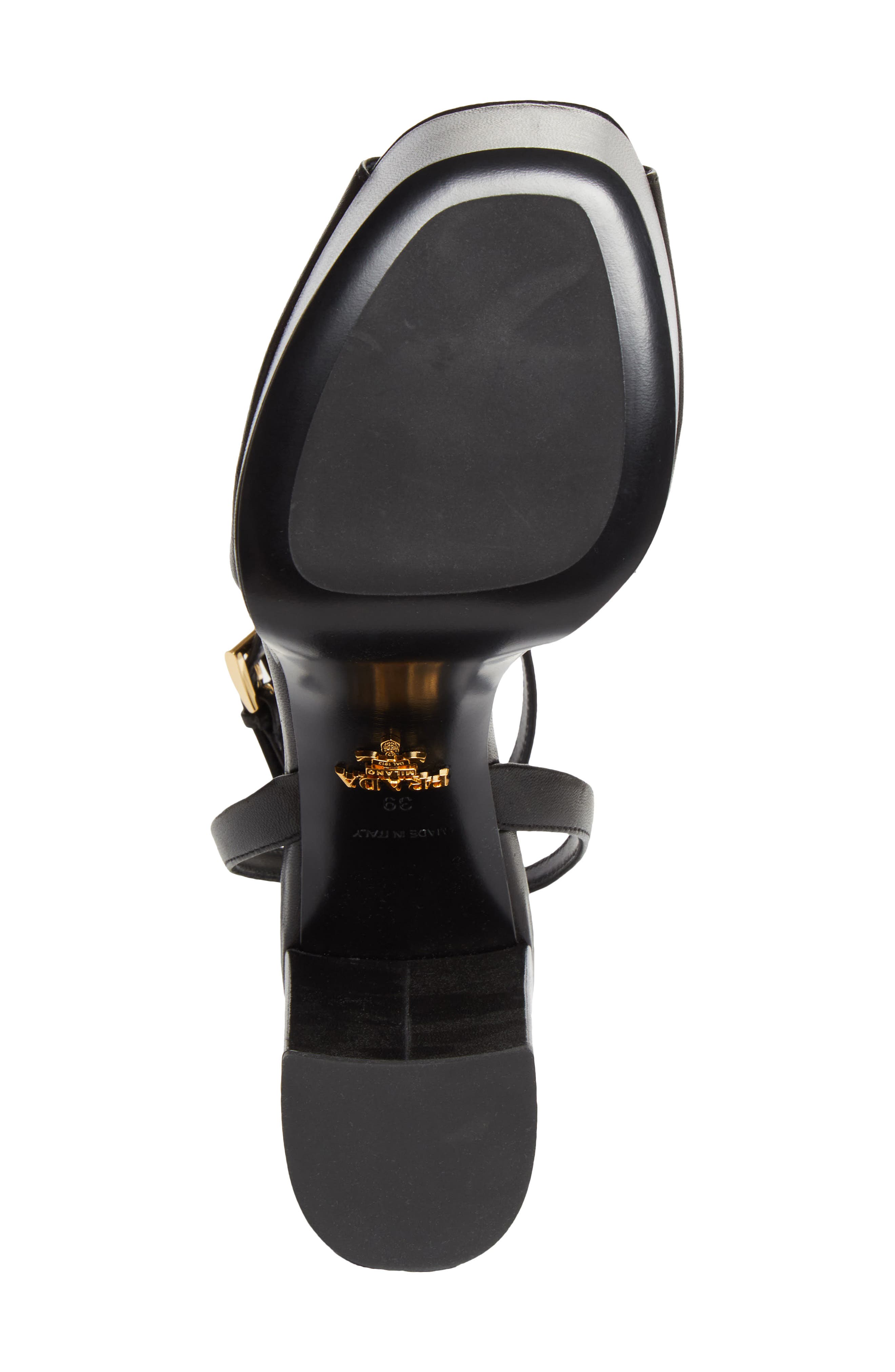 Prada Peep Toe Platform Sandal, Alternate, color, Nero