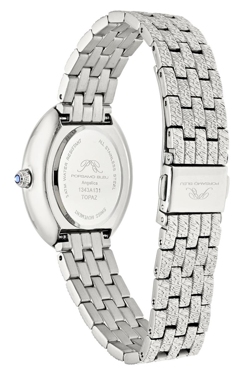 PORSAMO BLEU Women's Porsamo Bleu Angelica Oval Sunray Dial Stainless Steel Watch, Alternate, color, Silver