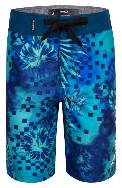 Kids' Floral Checkered Board Shorts (Little Kid)