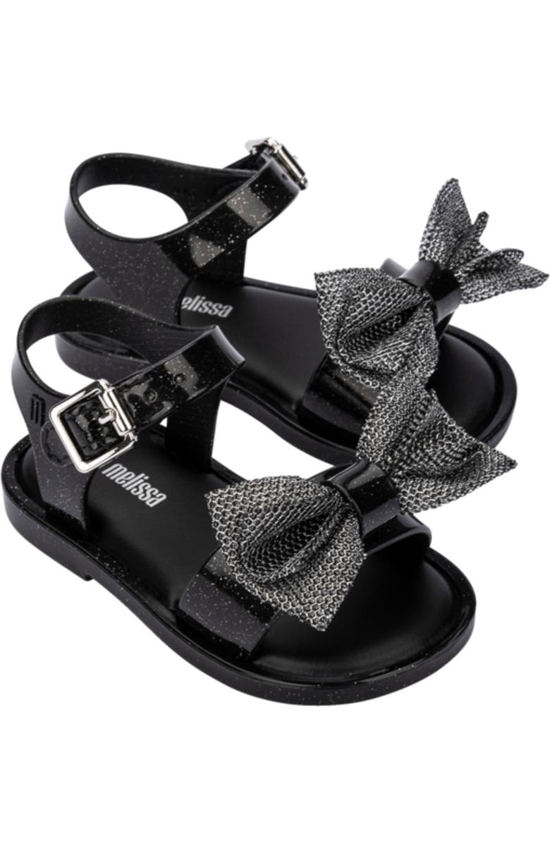 Mini Melissa Kids' Mar Sweet Ankle Strap Sandal, Main, color, Glitter Black