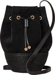 Cesta Collective Suede and Sisal Drawstring Bucket Bag