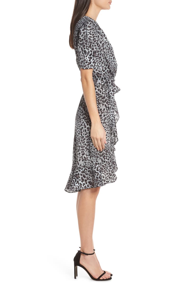 Fraiche by J Linda Animal Print Faux Wrap Dress, Alternate, color, 